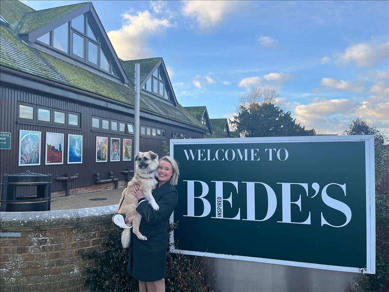 Lucy Fox and her rescue dog Wilma - the newest additions to the Bede's Summer School team